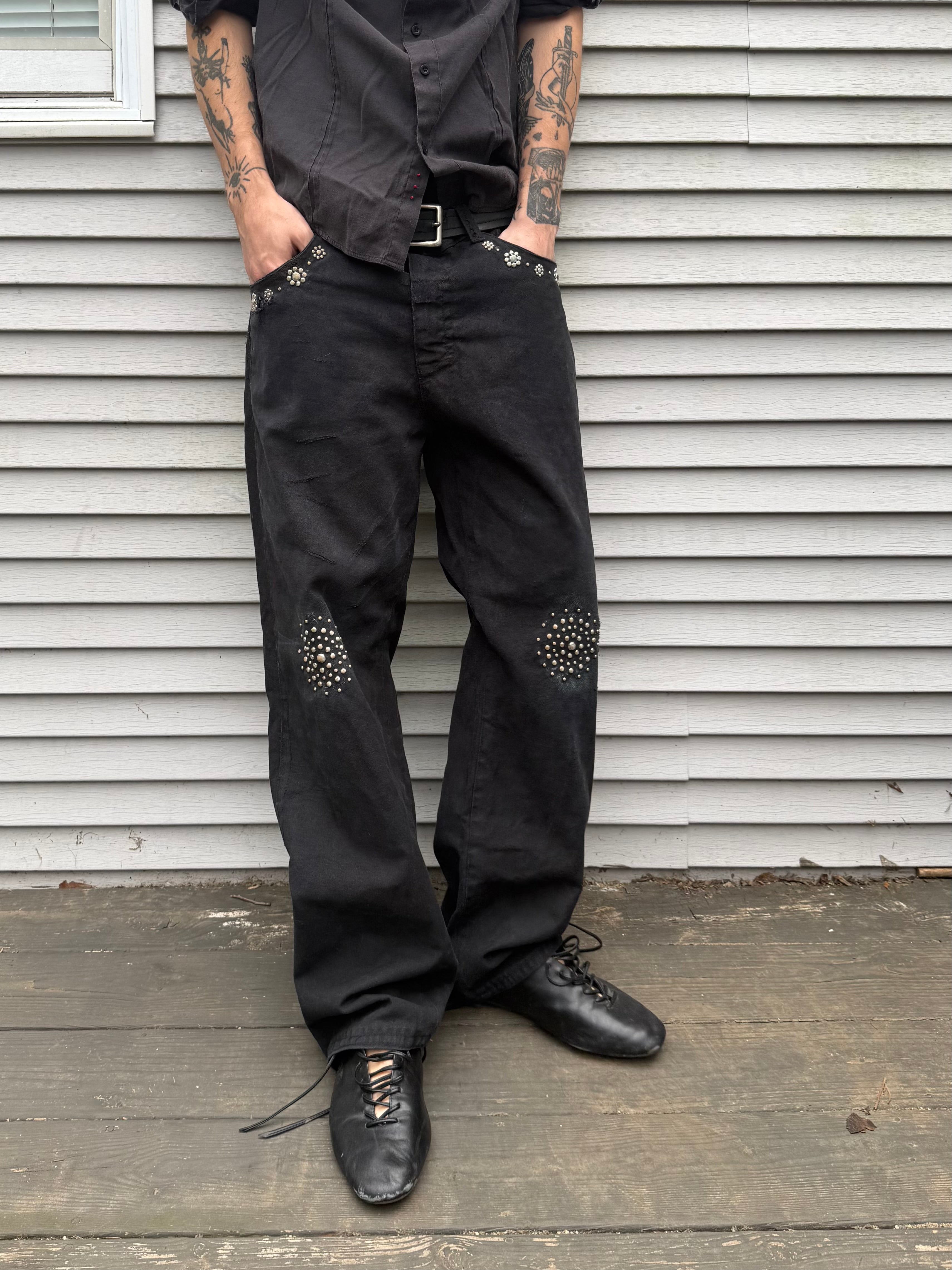studded straight legs