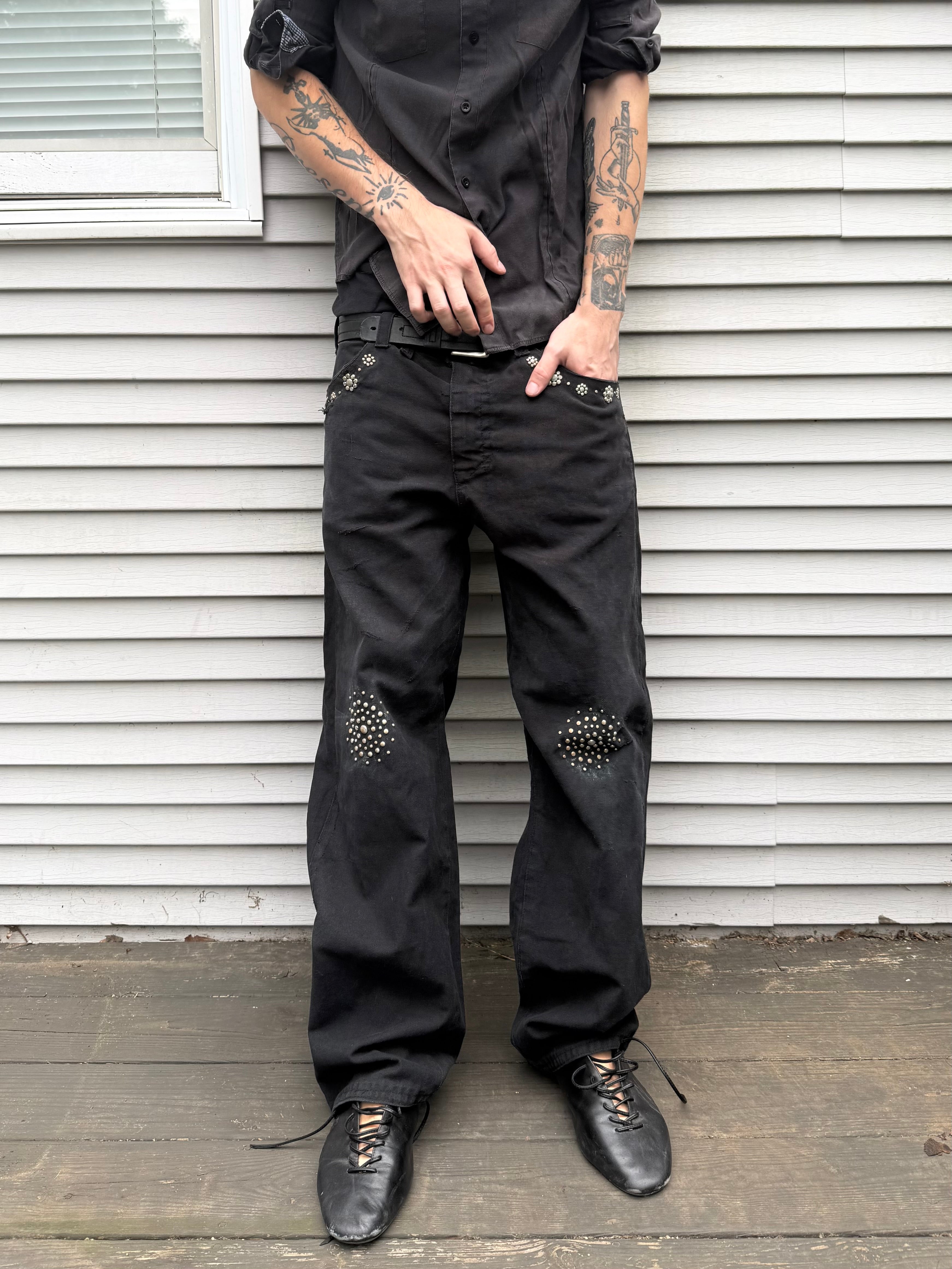 studded straight legs